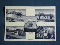 Képeslap,Böhönye,mozaik,iskola,községháza,templom,Kiss dohányáruda,emlékmű,Horváth Bp. kiadás,1950-