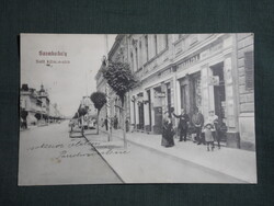 Képeslap,Szombathely,Széll Kálmán utca,Macoun Ferenc cukrászda kávéház,dohányáruda,utca látkép,1910-