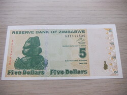 5    Dollár     2009      Zimbabwe