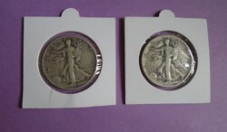 2 x ezüst USA 1941 & 1944 1/2 dollár - sétáló szabadság érme