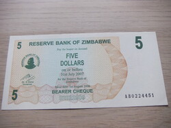 5    Dollár     2007      Zimbabwe