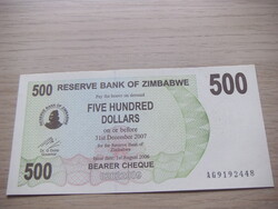 500    Dollár     2007      Zimbabwe