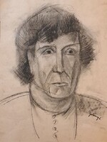 A tekintet mélysége ( szénrajz ) Mérete: 30x 40 keret nélkül(.Gulácsy ?)