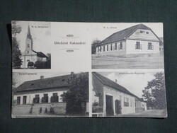 Képeslap,Kakasd,R. k. templom,iskola,tejszövetkezet,posta,utca részlet,Schemnitz kiadás, 1930-