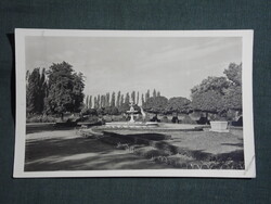 Képeslap,Győr,sétány,park,szökőkút látkép,részlet,1950-