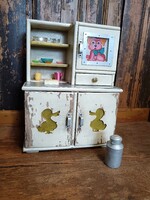 Baba konyha, közepes méretű kis konyhabútor, kis méretű tálalaló, berendezéssel 1960-as , LEÁRAZVA!