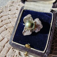 925 silver Tahitian pearl Orchid ring