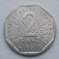 2 Frank 1981 érme, fémpénz - Franciaország 2 Frank 1981 pénzérme
