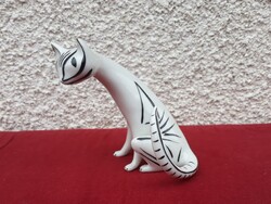 Art deco Hollóházi porcelán cica