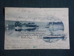 Képeslap,Keszthely Balatonfürdő,strand,kikötő,móló,Sujánsky József Keszthely kiadás,1900- ,zöld,