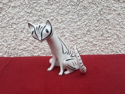 Art deco Hollóházi porcelán cica