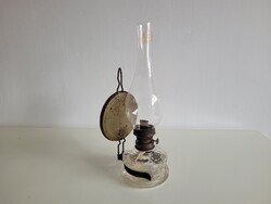 Régi vintage 36 cm nagy üveg petróleum lámpa fali asztali éjjeli lámpa