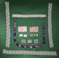 Antik varrótű készlet, patent, párizsi kapocs, szalag.
