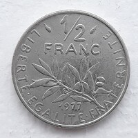 1/2 Frank 1977 érme, fémpénz - Franciaország 1/2 Frank 1977 pénzérme