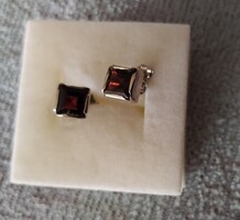 Silver, Elegant Women's Earrings with Natural Garnet Stones::Unique and One of a Kind