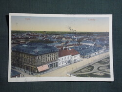 Képeslap,Győr,Royal Hotel,szálloda,utca,városi látkép,részlet,H. T. Győr kiadás,1914-
