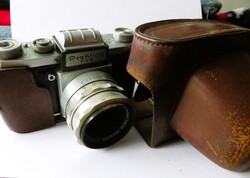 Régi Német Praktica FX-2 Tükörreflexes Fényképezőgép-Kamera 1955-59 Eredeti Bőr Tokjában
