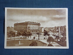 Képeslap,Győr,Vörös csillag szálló,park,utca látkép,részlet,1950-
