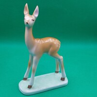 Retro  Hollóházi  porcelán Bambi őz, őzike szarvas figura