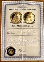 Szűz Mária ,A Magyarok nagyasszonya arany érme