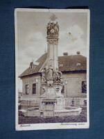 Képeslap,Bátaszék,Szentháromság szobor,utca látkép,részlet,Barasits Bp. kiadás,1930-