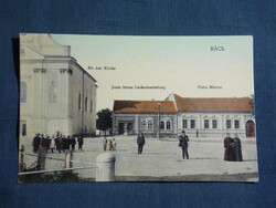 Képeslap,Szerbia,Bács,Бач / Bač,Róm. kat. templom tér,Jonás István temetése,Fiehn Márton üzlet,1910-