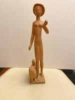 Jr. Mihály Pál (1936 - 2023) - art deco woman with Puli dog.