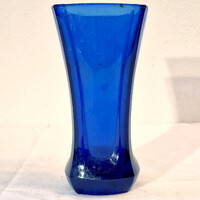 Art Deco kobaltkék szögletes üvegváza (M=17, D=9) (100.)
