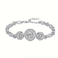 Moissanite 2 karátos Gyémánt Köves Karkötő s925 Sterling Ezüst 18K Aranyozott +ajándékdoboz.