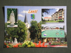 Képeslap,Lenti,mozaik,gyógyfürdő,templom,park,szálló látkép,részlet, 1990-