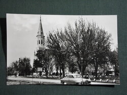 Képeslap,Lajosmizse,Róm. kat templom,park,utca látkép,részlet, 1964-