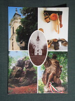 Képeslap,Lovasberény,mozaik,templom,Likas kő,emlékmű,szobor,tájház látkép,részlet, 1990-