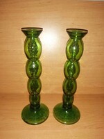 Zöld üveg gyertyatartó párban - 26 cm (22/d)