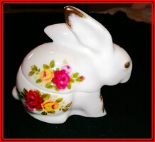 Angol rózsás nyuszi porcelán doboz