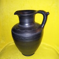 "Ginter ". Nagyméretű, magyar, népi kerámia kancsó, kanna, kiöntő, kanta.