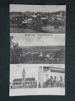 Képeslap,Ausztria,Vasfarkasfalva,Wolfau,Iskola,Leitner's fogadó,templom,falu látkép,részlet,1920-