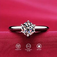 Moissanite 1 Karátos Gyémánt Köves Gyűrű 925 Tiszta Ezüst 18K Aranyozott Tanúsítvány Ajándékdoboz.
