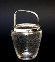 ART DECO JÉGVÖDÖR, REPESZTETT ÜVEG, EZÜSTÖZÖTT PEREM ÉS FÜL, WMF