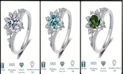 Moissanite 1 Karátos Gyémánt Köves Gyűrű 925 Sterling Ezüst 3 Színben Tanúsítvány Ajándékdoboz.