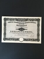 Marcali Takarékpénztár Részvénytársaság Részvény 1927.