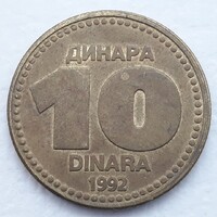 10 Dínár 1992 érme, fémpénz - Jugoszlávia 10 Dínár 1992 pénzérme