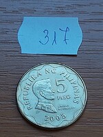 FÜLÖP-SZIGETEK 5 PISO 2005 Ni.-sárgaréz, 1st President Emilio Aguinaldo  317