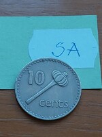 FIJI FIDZSI SZIGETEK 10 CENT 1973 Réz-nikkel, II. Erzsébet királynő  SA
