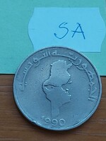 TUNÉZIA 1 DINÁR 1990  Réz-nikkel  SA