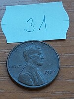 USA 1 CENT 1970  D,  Abraham Lincoln, Réz-Cink  31