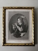 FURULYÁZÓ - ANTIK METSZET - FLOETENSPIELER - FRIEDRICH JOHN ( 1769-1843 )