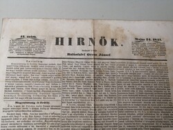 HIRNÖK - szerk. BALÁSFALVI OROSZ JÓZSEF - 41.SZÁM - 1841 MÁJUS 24. / ERDÉLY /