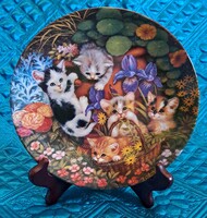Kölyök macskás porcelán dísztányér, cicás falitányér 6 (L5457)