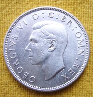 Ezüst Nagybritannia 2 Shilling Gyögy király 1945 aUNC
