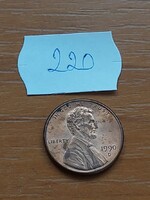 USA 1 CENT 1990 D, Cink réz bevonattal, Abraham Lincoln  220